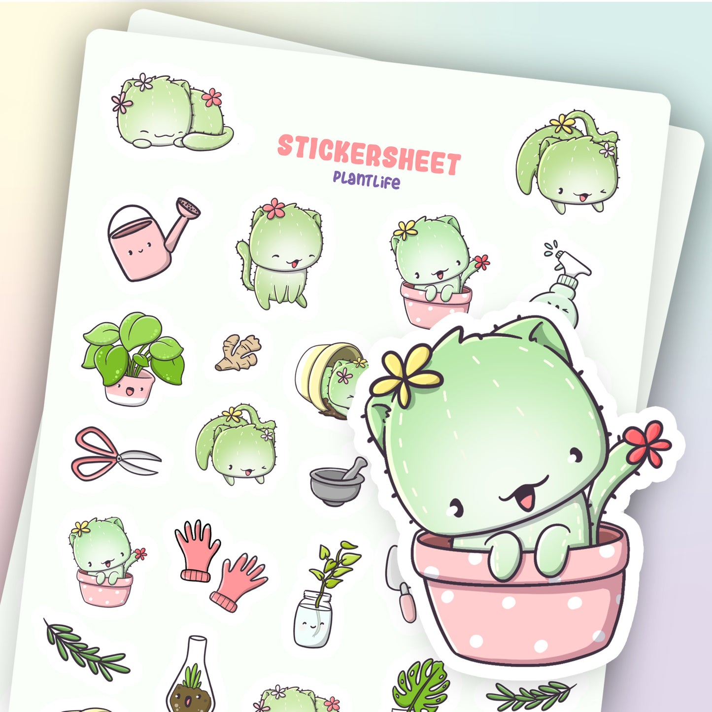 Stickervel - Cactus Cats gieter - CutieSquad