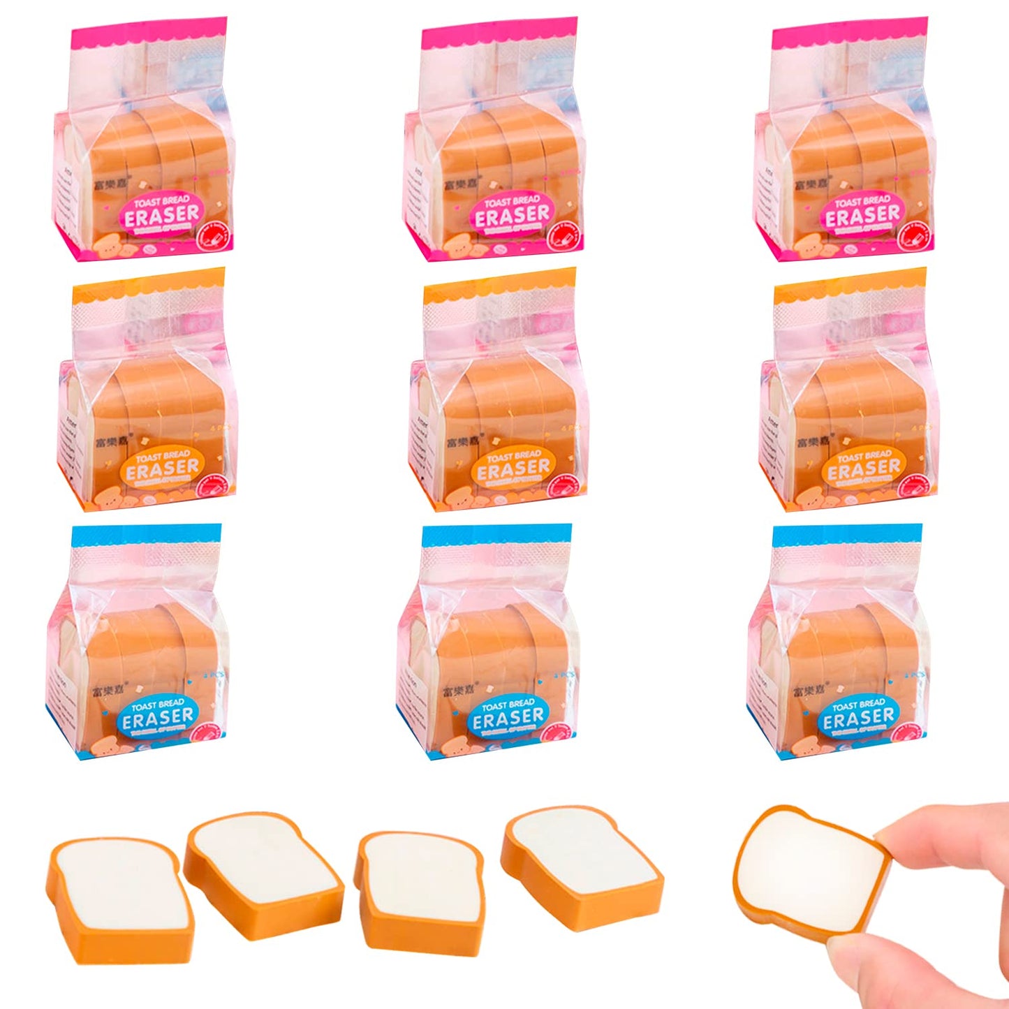 Toast Bread Eraser set (4 mini gummen) - Kies Je Kleur