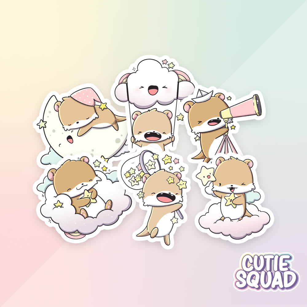 Stickerset - Cloudy Otters - CutieSquad