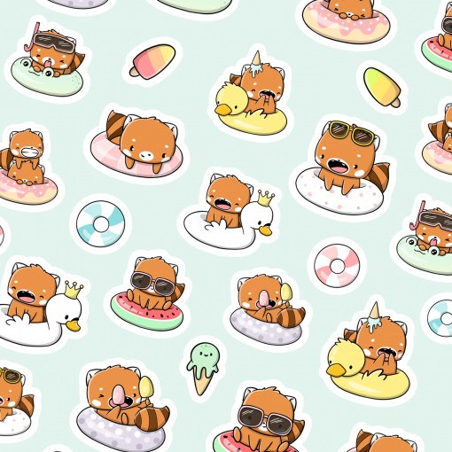 Stickervel - Red Panda Poolfloats - CutieSquad